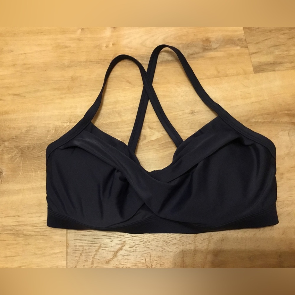 Athleta Navy Blue Twist-Front Bikini Top